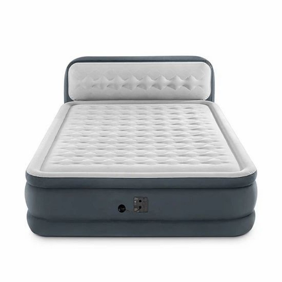 * Intex Dura Beam Deluxe Airbed With Built In Pump & Ultra Plush Headboard, Queen Mattresses & Accessories