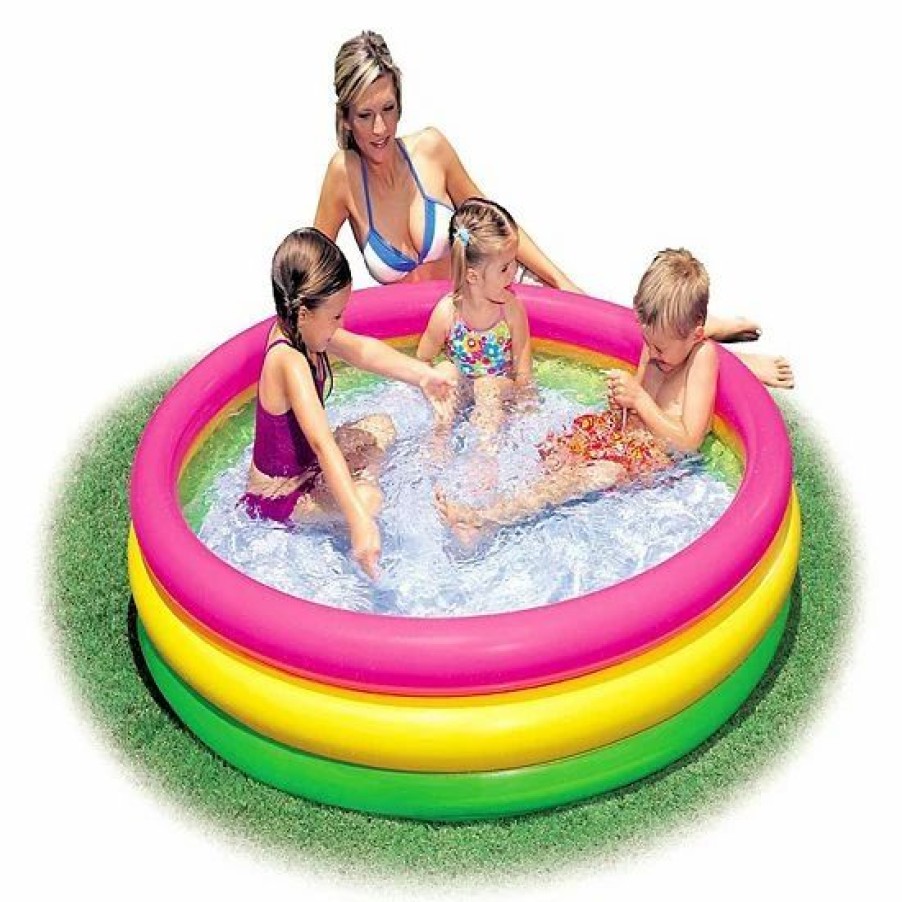 * Intex 4Ft X 13In Inflatable Sunset Glow Colorful Backyard Kid Play Swimming Pool Sporting Goods