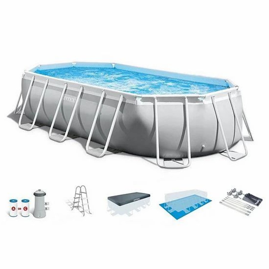 * Intex 16.5Ft X 9Ft 48In Prism Frame Oval Above Ground Swimming Pool Kit & Canopy Sporting Goods