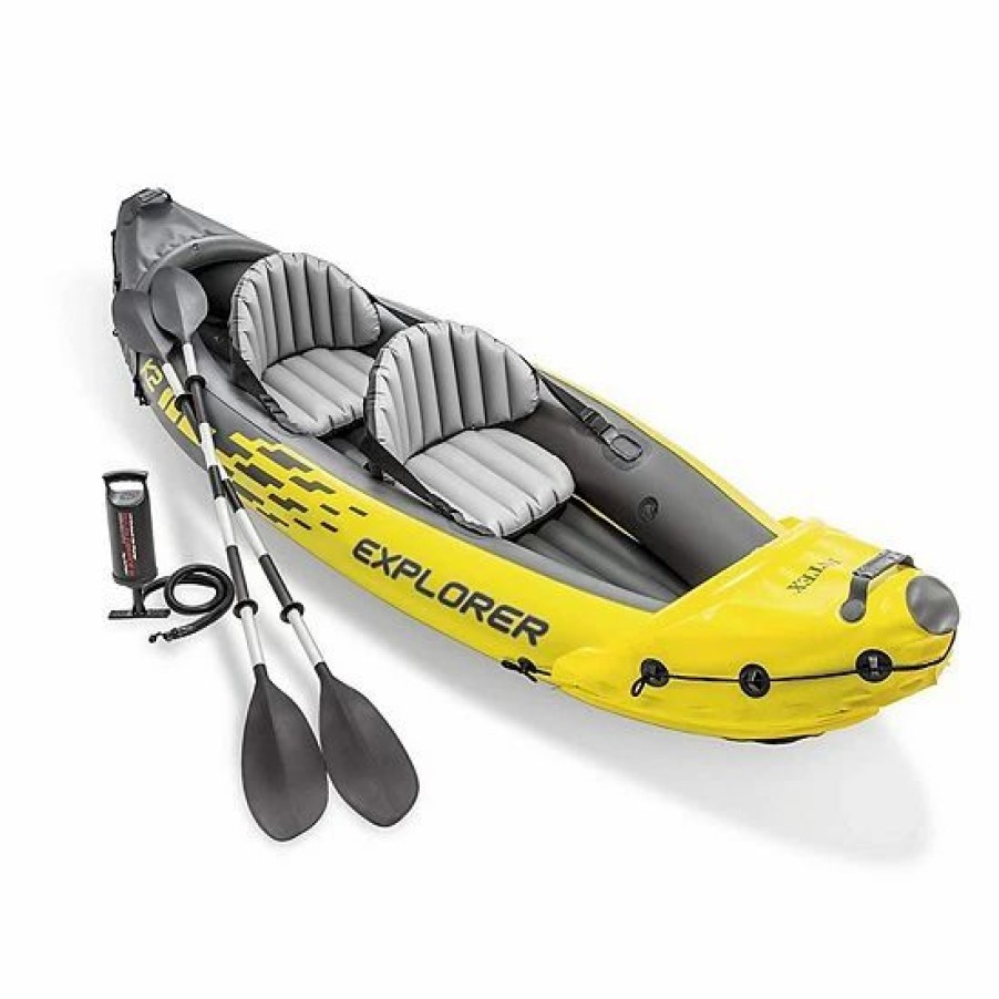 * Intex 68307Ep Explorer K2 2 Person Inflatable Kayak Set And Air Pump, Yellow Fitness