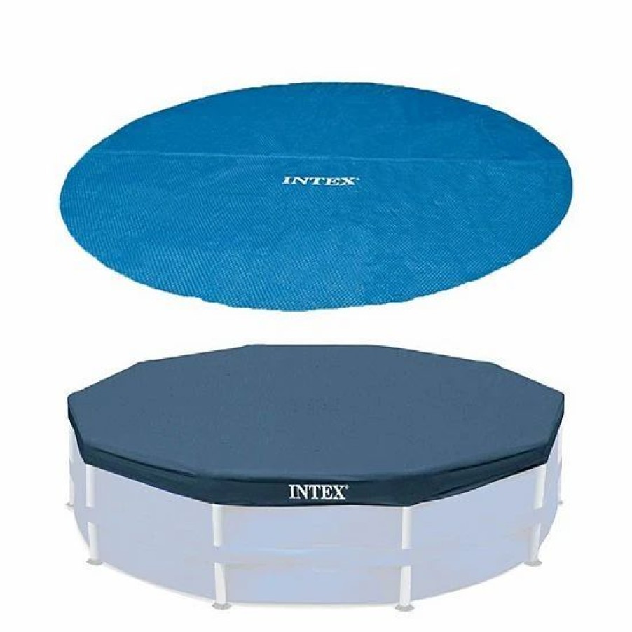 * Intex 15 Foot Round Debris Cover And Vinyl Solar Cover For Above Ground Pools Sporting Goods