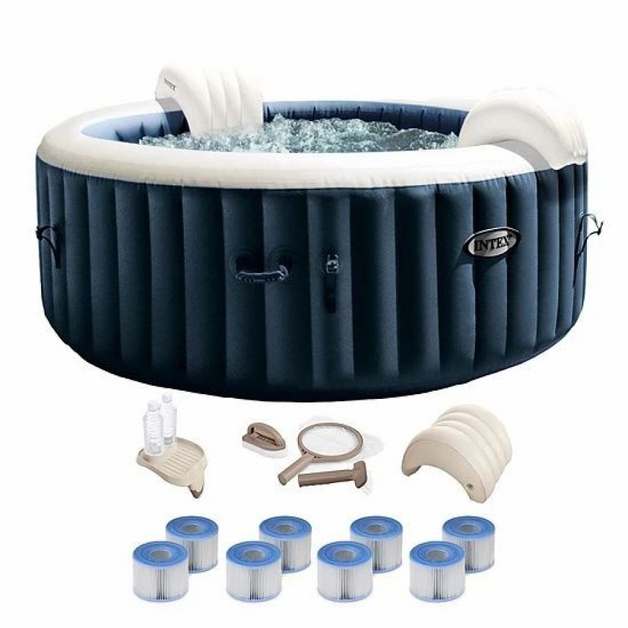 * Intex Purespa Plus Inflatable Portable Bubble Jet Spa Hot Tub With Deluxe Bundle Sporting Goods