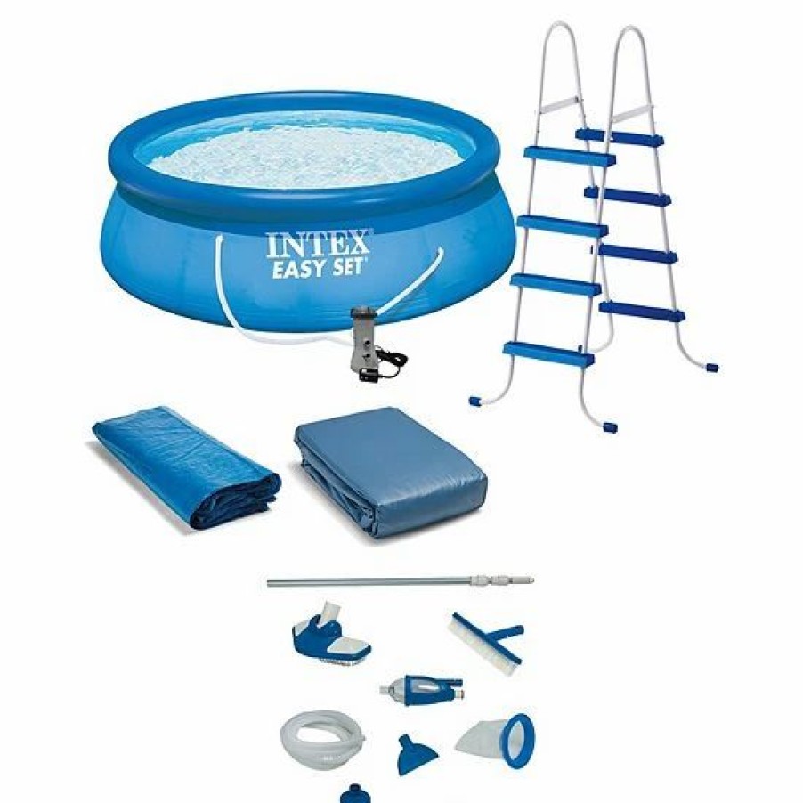 * Intex 15 X48 Inflatable Pool With Ladder, Pump And Deluxe Pool Maintenance Kit Sporting Goods