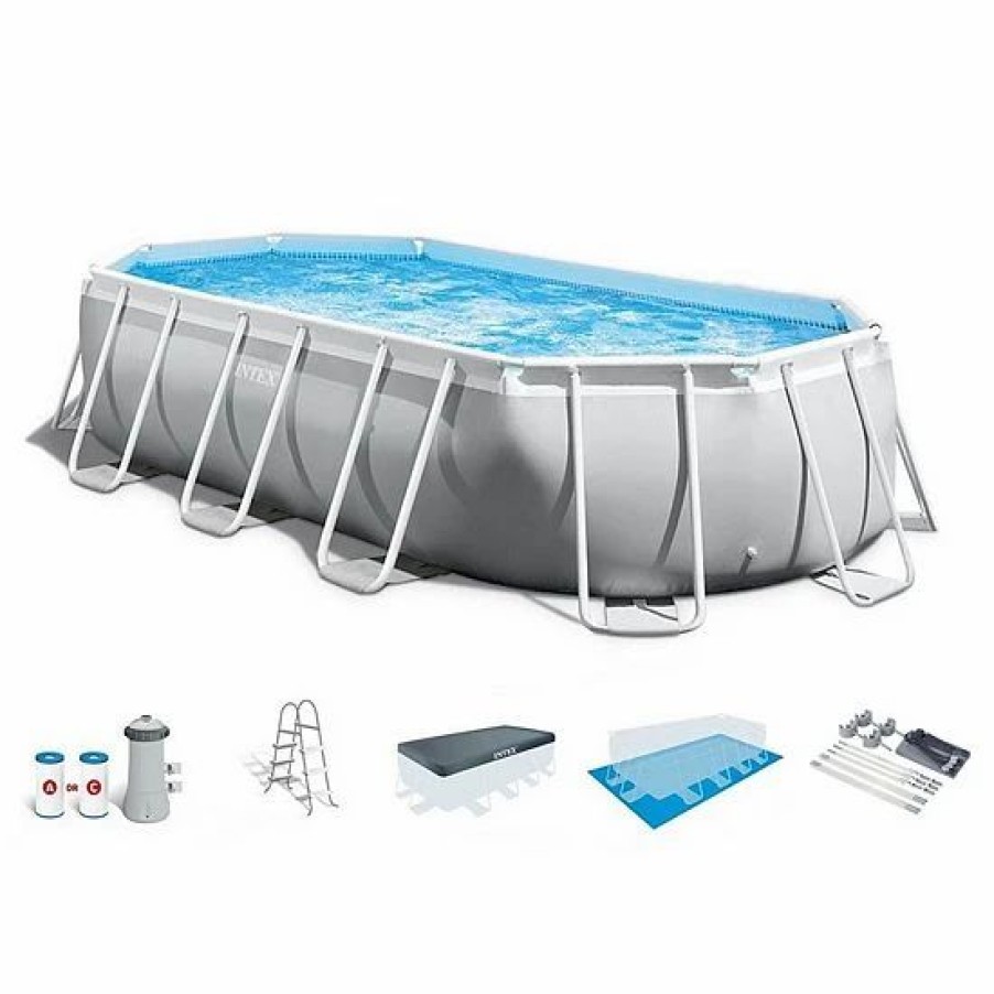 * Intex 20Ft X 10 X 48 Prism Frame Oval Swimming Pool Set Kit With Pump & Canopy Sporting Goods