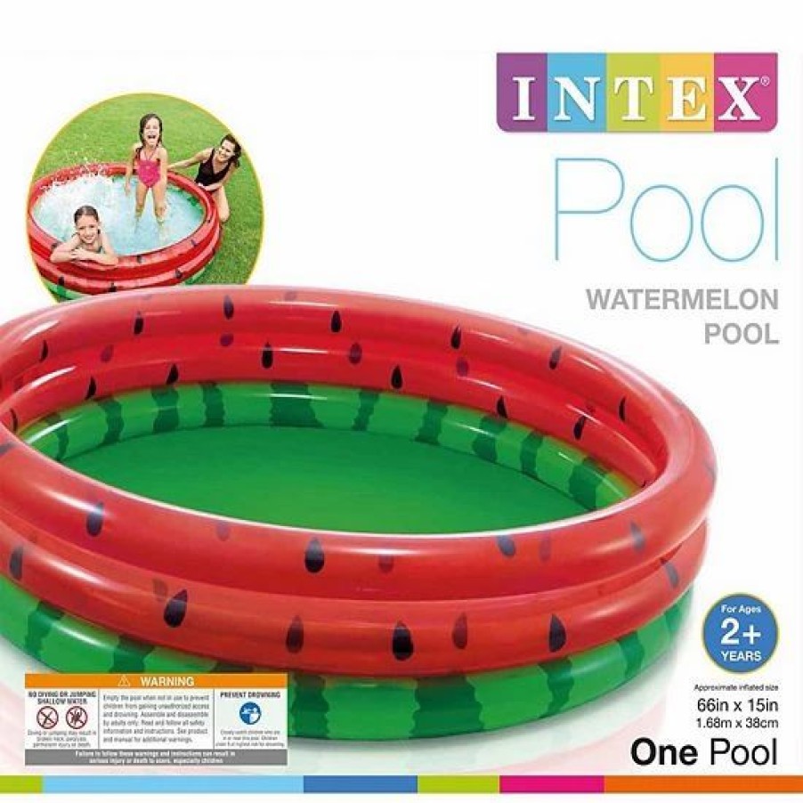 * Intex 66-Inch Round Inflatable Outdoor Kids Swimming And Wading Watermelon Pool Outdoor Play Toys