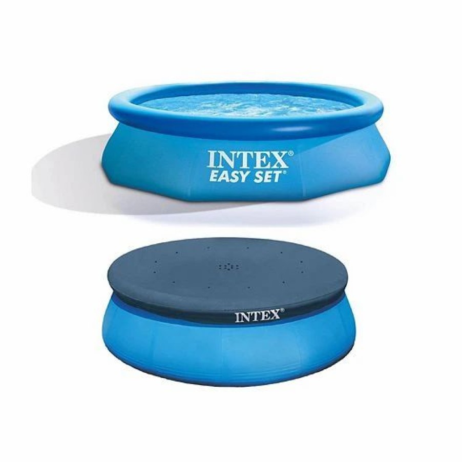 * Intex 10'X30'X30 Inflatable Round Swimming Pool & 10 Pool Debris Cover Tarp Sporting Goods