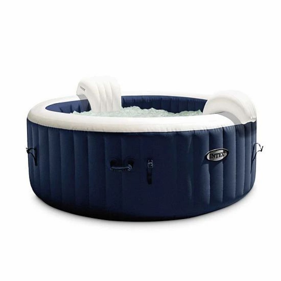 * Intex Purespa Plus 4 Person Portable Inflatable Hot Tub Bubble Jet Spa Kit, Navy Sporting Goods