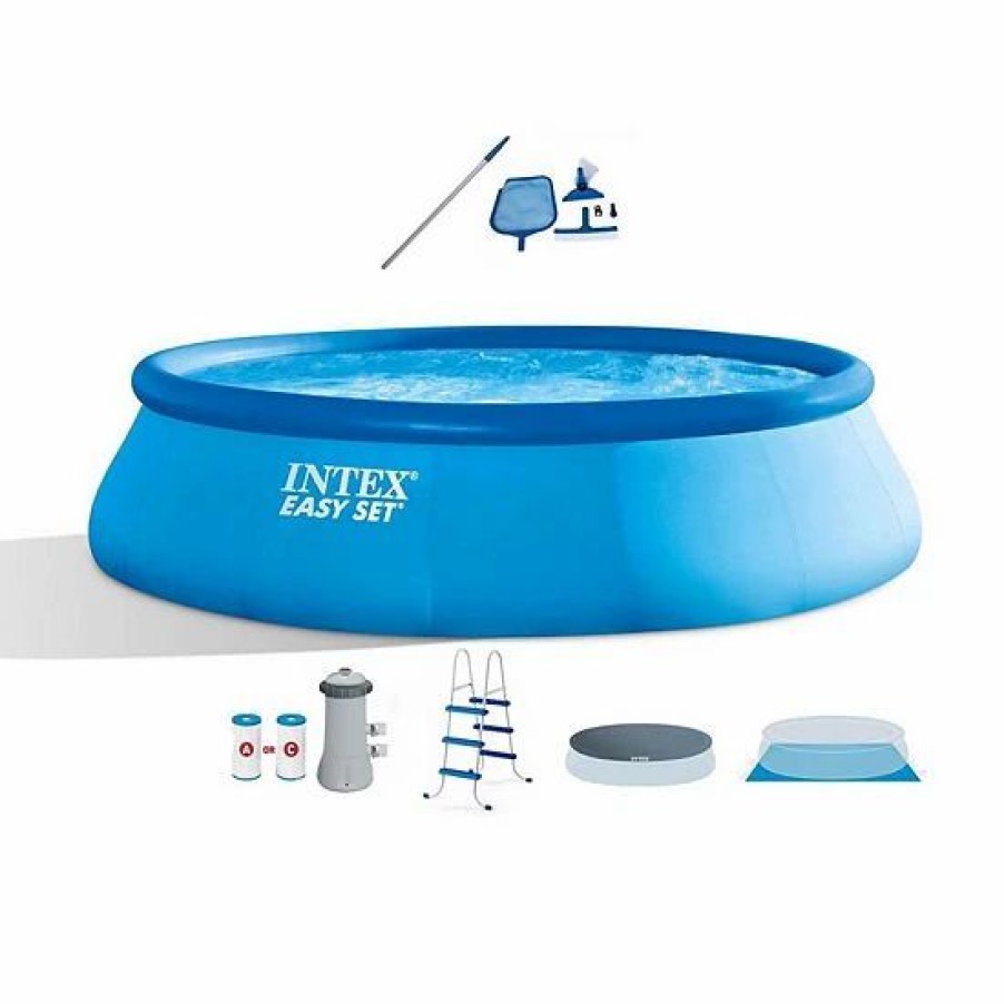 * Intex 15 X 42 Easy Set Portable Inflatable Swimming Pool And Maintenance Kit Sporting Goods