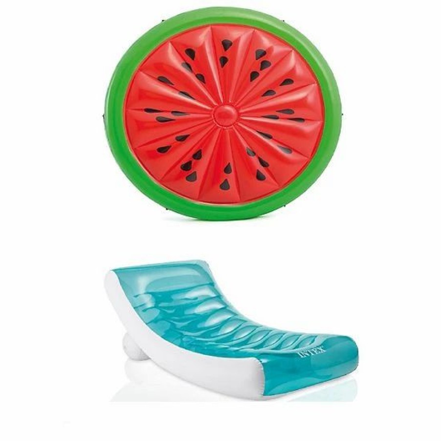 * Intex Giant Inflatable 72In Watermelon Float & Inflatable Rockin' Lounge Float Outdoor Play Toys